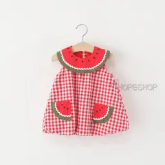 子供服 ベビー服 女の子 ノースリーブワンピース 夏 コットン チェック スイカ襟 花弁襟 涼しい 軽やか プリンセス お出かけ パーティー 結婚式 衣装 かわいい キッズ チェック柄（赤/青/ベージュ系）ZK5