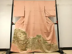 平和屋着物●豪華色留袖　駒刺繍　草花文　金彩　正絹　逸品　AABE1821fy 平和屋着物○豪華色留袖 駒刺繍 草花文 金彩 正絹 逸品 AABE1821fy