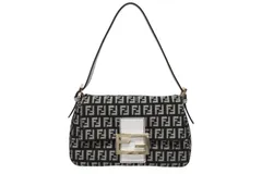 FENDI フェンディ ミニマンマバケット ワンショルダーバッグ 8BR180 ズッキーノ ブラック ホワイト ゴールド金具 美品 中古 4b009717