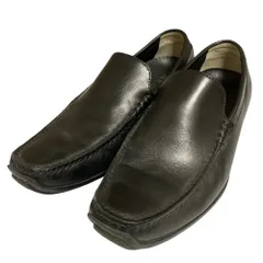 美品 REGAL リーガル レザー スクエアトゥ ローファー スリッポン 23.5cm ブラック メンズ 古着 中古 USED