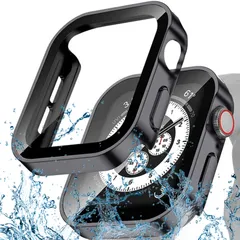 KANOYO アップルウォッチ ケース Apple Watch ケース アップルウォッチ カバー apple watch カバー防水 3D直角エッジ 一体型 PC+ガラス素材 保護カバー ガラスフィルム キズ防止 指紋防止 軽量 新デザイン Series SE