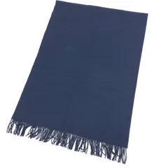 10050127GLEN PRINCE グレンプリンス 大判ストール  ラムウール100％/スコットランド製/無地/フリンジ    ネイビー ユニセックス / 240001169122