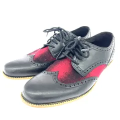 Cole Haan コールハーン ウイングチップシューズ 表記サイズ:8 チェック柄ファブリック×レザー切替    ブラック/レッド メンズ / 240001172668