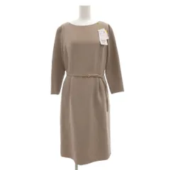 ロペピクニック ROPE Picnic タグ付き 360°ウルトラストレッチ 9分丈ワンピース ひざ丈 長袖 38 ベージュ GDE-12140-C-1 /JS