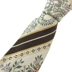 ポールスミスコレクション PAUL SMITH COLLECTION 美品 ネクタイ 絹 シルク ベージュ ブラウン ストライプ柄 花柄 /IU