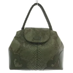 イビサ IBIZA ハンドバッグ トート パイソン レザー ロゴ 型押し 緑 グリーン /XZ ■GY18