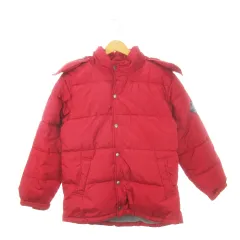 ギャップキッズ GAP KIDS 中綿ジャケット フーディー スタンドカラー ジップアップ ワンポイント ロゴ 男の子 ボーイズ 150 赤 レッド /AH18 ■GY99