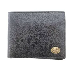 バーバリーズ Burberrys 二つ折り財布 札入れ レザー 黒 ブラック シボ革 /UO