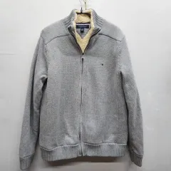 トミーヒルフィガー ニット（裏地シープスキン）ジップアップ S(M)