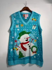 U S A クリスマス スノーマン アグリーニット ベスト S