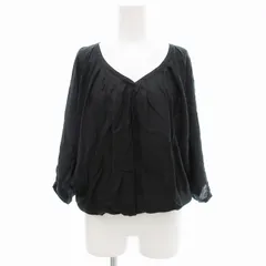 ボールジー BALLSEY トゥモローランド ブラウス シルク混 長袖 ギャザー 38 黒 ブラック /JS
