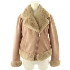 リランドチュール Rirandture フェイクファーライダースジャケット ショート丈 2 ピンク ベージュ /AT ■OS ■SH