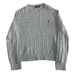 XL ポロラルフローレン コットン グレー ケーブル ニット