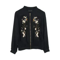 ZARA (WOMEN - XS) ポリ 刺繍 ロゴ ジップアップ ジャケット