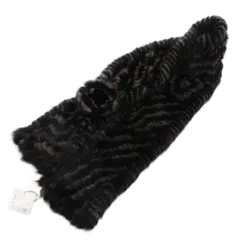 タグ付き ノーブランド マフラー ティペット ミンクファー 毛皮 グレー 黒 ブラック /JS ■GY45