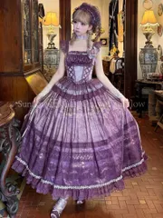 人気商品★【ゴスロリロリータドレス 上下セット 森ガール 姫様 お嬢様 パープル CJS1212P298