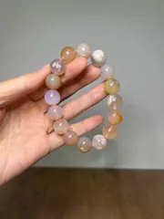 天然石　桜瑪瑙　ブレスレット約13㍉17.5㌢★1★