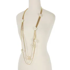 ディースクエアード DSQUARED2 23AW フラワーモチーフ ロゴ ロングネックレス ペンダント アクセサリー UNI ゴールド S83NE0235 国内正規のサムネイル
