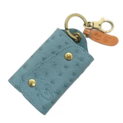 イルビゾンテ IL BISONTE キーケース キーホルダー ロゴ レザー 水色