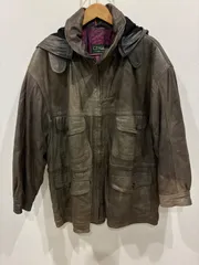 R00776｜ヴィンテージ｜Y2K｜90S｜古着｜レザー ジャケット｜フード付き｜Brown ブラウン｜ノーブランド｜メンズ｜ストリート｜アメカジ｜ヴィンテージ｜一点物｜大人気｜オーバーサイズ｜本革風｜秋冬アウター｜フォロー割あり