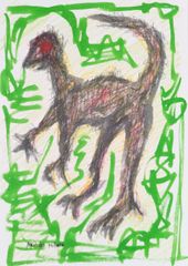 Akihiko Mihara, Salon d'Automne Award-winning artist, [Dinosaurs of the Grasslands] Drawing, Original Drawing, Pencil Drawing, Interior Decor, Animal Painting, Contemporary Art, Small Piece, Painting, Fine Art, Pen Drawing, Illustration, Monster, Line Drawing, Original Illustration, Children's Room, Dragon, Dinosaur, Mysterious, Abstract Painting, Colored Pencil Drawing, Picture