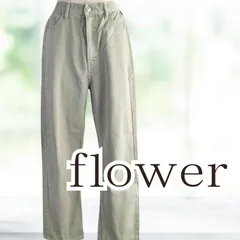 USED flower サニーバギーパンツ ライトグリーン フリーサイズ レディース フラワーのサムネイル
