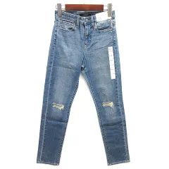 未使用品 ユニクロ UNIQLO ハイライズ シガレット ジーンズ ストレッチ スキニー デニム パンツ USED加工 ライトブルー 23 417919