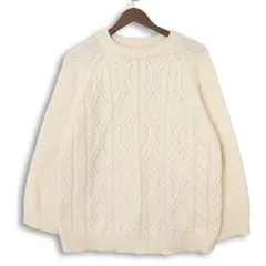 LOWRYS FARM ローリーズファーム 秋冬 デザイン編み★ ラグラン切替 ニット セーター Sz.F レディース オフホワイト