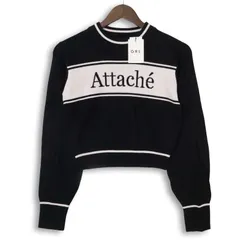 【新品 未使用】 GRL グレイル 秋冬 ロゴ バイカラー クルーネック ニット セーター Sz.F　レディース 黒