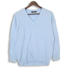MICHEL KLEIN ミッシェルクラン 秋冬 ウール カシミヤ混★ Vネック ニット セーター Sz.38 レディース 水色 青系