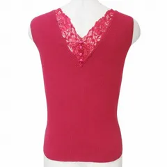 リリーブラウン Lily Brown 美品 バックレースニットタンク LWNT201155 タンクトップ トップス リブ 薄手 ピンク フリーサイズ Xのサムネイル