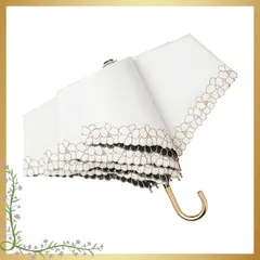 hiino kano 超軽量 日傘 おりたたみ傘 レディース 約173g/193g uvカット 完全遮光／遮熱 晴雨兼用傘 植物ラタン製 アルミ製 J型ハンドル かわいい 超撥水 耐風 携帯便利 プレゼント(花柄刺繍・ホワイト2) 1