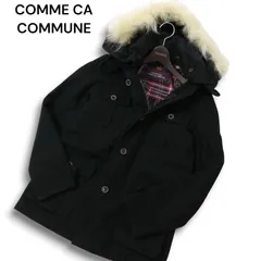 COMME CA COMMUNE コムサ コミューン 秋冬 リアル ファー フード着脱可★ ウール ミリタリー モッズ コート Sz.M メンズ 黒