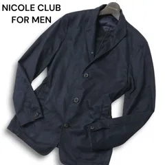 NICOLE CLUB FOR MEN ニコルクラブ フォーメン 秋冬 襟ワイヤー フェイク スウェード レザー★ ジャケット Sz.46 メンズ 紺