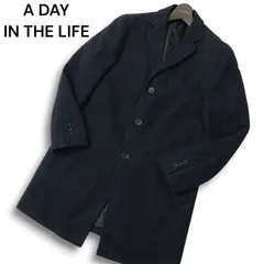 A DAY IN THE LIFE ユナイテッドアローズ 秋冬 ウール★ ツイード チェスター コート Sz.M メンズ 紺 ネイビー