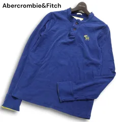 Abercrombie&Fitch アバクロンビー＆フィッチ トナカイ刺繍★ 長袖 ヘンリーネック カットソー ロンTシャツ Sz.S メンズ 紺