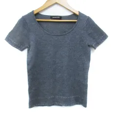 クイーンズコート QUEENS COURT ニット カットソー 半袖 Uネック ウール 2 杢グレー /FF29