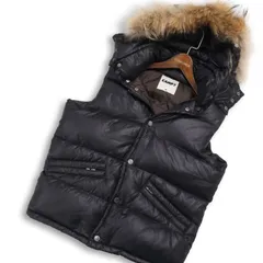 CAMP7 キャンプセブン 秋冬 リアル ファー★ 微光沢 ナイロン フーディー ダウン ベスト Sz.M　メンズ