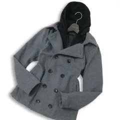 in the attic インジアティック 秋冬★ パーカー レイヤード風 ウール混 Pコート Sz.M メンズ 灰 グレーのサムネイル