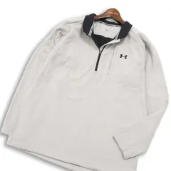UNDER ARMOUR アンダーアーマー 秋冬 裏フリース★ ロゴ刺繍 ハーフジップ 長袖 シャツ Sz.LG メンズ 灰 グレー ゴルフ