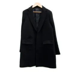 スタニングルアー STUNNING LURE チェスターコート ロング丈 シングルボタン ウール 36 ブラック 黒 /MS3