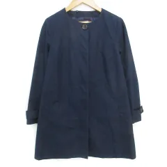 クミキョク 組曲 KUMIKYOKU ノーカラーコート ミドル丈 シングルボタン S3 紺 ネイビー /FF1