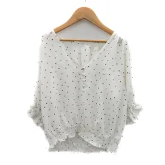 ディスコート Discoat シャツ ブラウス 五分袖 Vネック シースルー ドット柄 F オフホワイト /YK36 