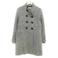 ナチュラルビューティーベーシック NATURAL BEAUTY BASIC コート ミドル丈 スタンドカラー ウール ダブルボタン 総柄 S 白 黒 ホワイト ブラック /FF3