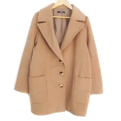 デュラス DURAS チェスターコート ミドル丈 オープンカラー シングルボタン ウール混 F 茶 ブラウン /FF7 ■MO