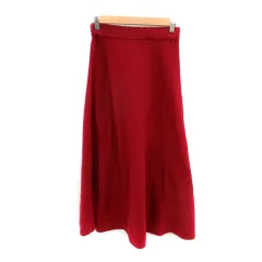 クイーンズコート QUEENS COURT ニットスカート フレアスカート ロング丈 無地 2 ボルドー /SY15
