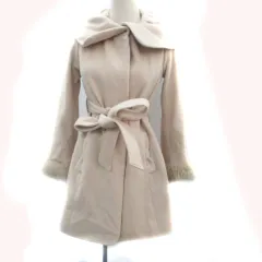 ペイトンプレイス PEYTON PLACE コート ラウンドカラー ロング丈 リボンベルト付き ウール アンゴラ混 M ベージュ /HO17