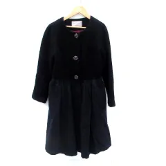 トランテアン ソン ドゥ モード 31 Sons de mode ノーカラーコート ロング丈 切替 ラインストーン ウール 38 紺 ネイビー /HO15