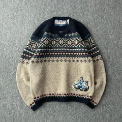 DISNEY　デザインニット　ミッキー　セーター　ノルディック柄　刺繍