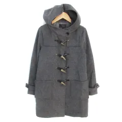 グリーンレーベルリラクシング ユナイテッドアローズ green label relaxing ダッフルコート フード付き ロング丈 スタンドカラー ウール 38 杢グレー /FF6